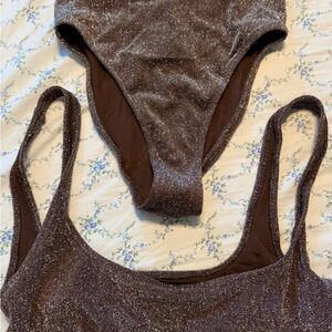 SKIMS Shimmering Brown Swim Bra
